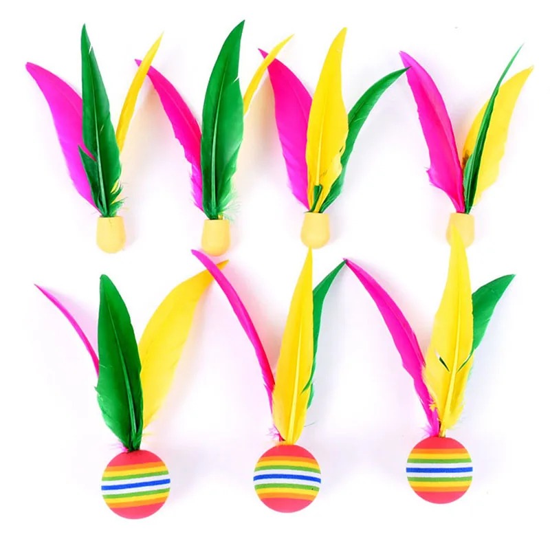 Feather Shuttlecock - ลูกขนไก่แบดมินตันกลางแจ้ง 10 ชิ้น ลูกขนไก่ยาง ลูกขนไก่ขนนก สำหรับเด็กเล่นชายหาด