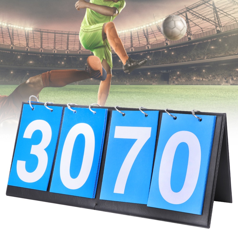 Scoreboard Digital - กระดานคะแนนแบบพกพา สีน้ำเงิน 4 หลัก ดีไซน์แบบพลิกตัวเลข สำหรับนับคะแนนกีฬาและเกมในร่ม