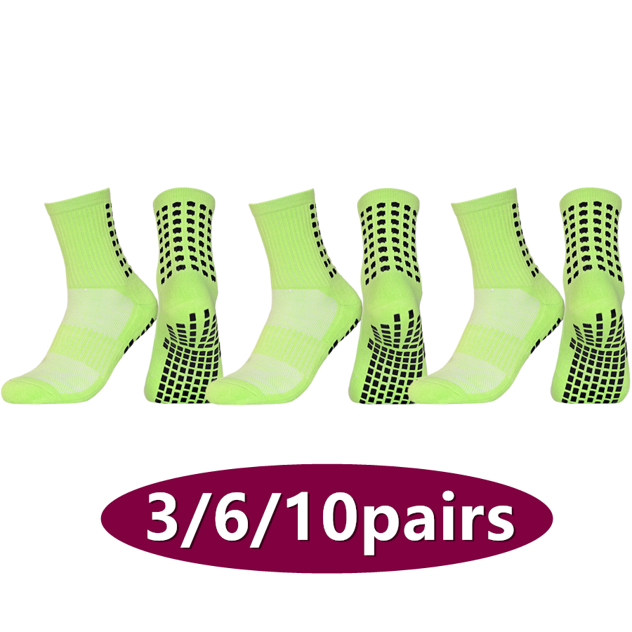 Sports Grip - 3/6/10 คู่ ถุงเท้ากันลื่นสำหรับผู้ชายและผู้หญิง ถุงเท้ากีฬาแบบกันลื่นสำหรับบาสเกตบอลและรักบี้ พื้นถุงเท้าแบบผ้าขนหนู ระบายอากาศได้ดี