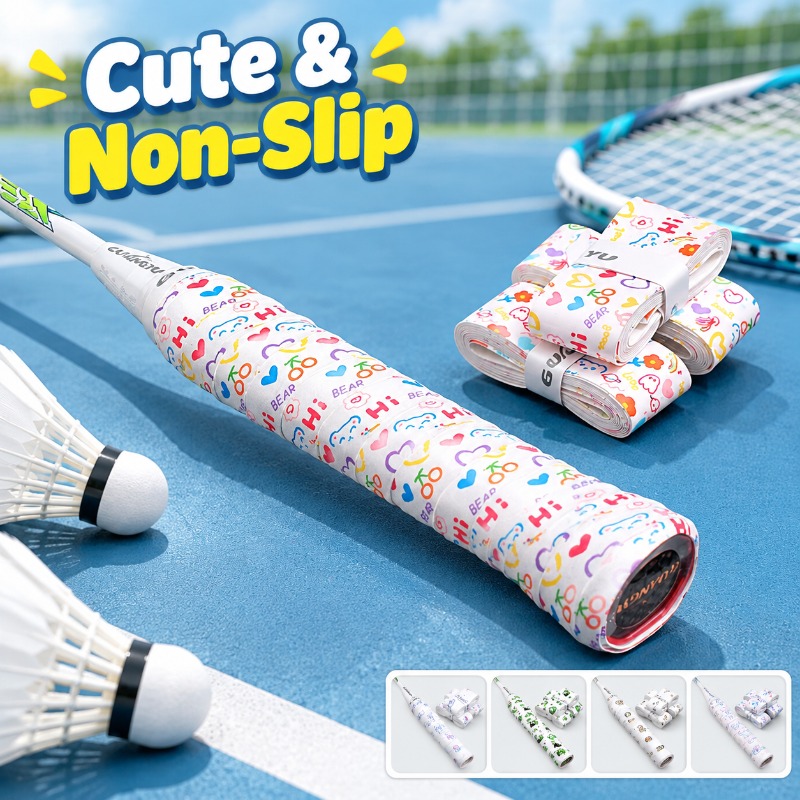 Badminton Grip - โอเวอร์กริปแบบมีกาวลายการ์ตูนน่ารัก ออกแบบมาเป็นพิเศษสำหรับแบดมินตัน ลายสำหรับสาวๆ น่ารัก ป้องกันการลื่น ดูดซับเหงื่อ